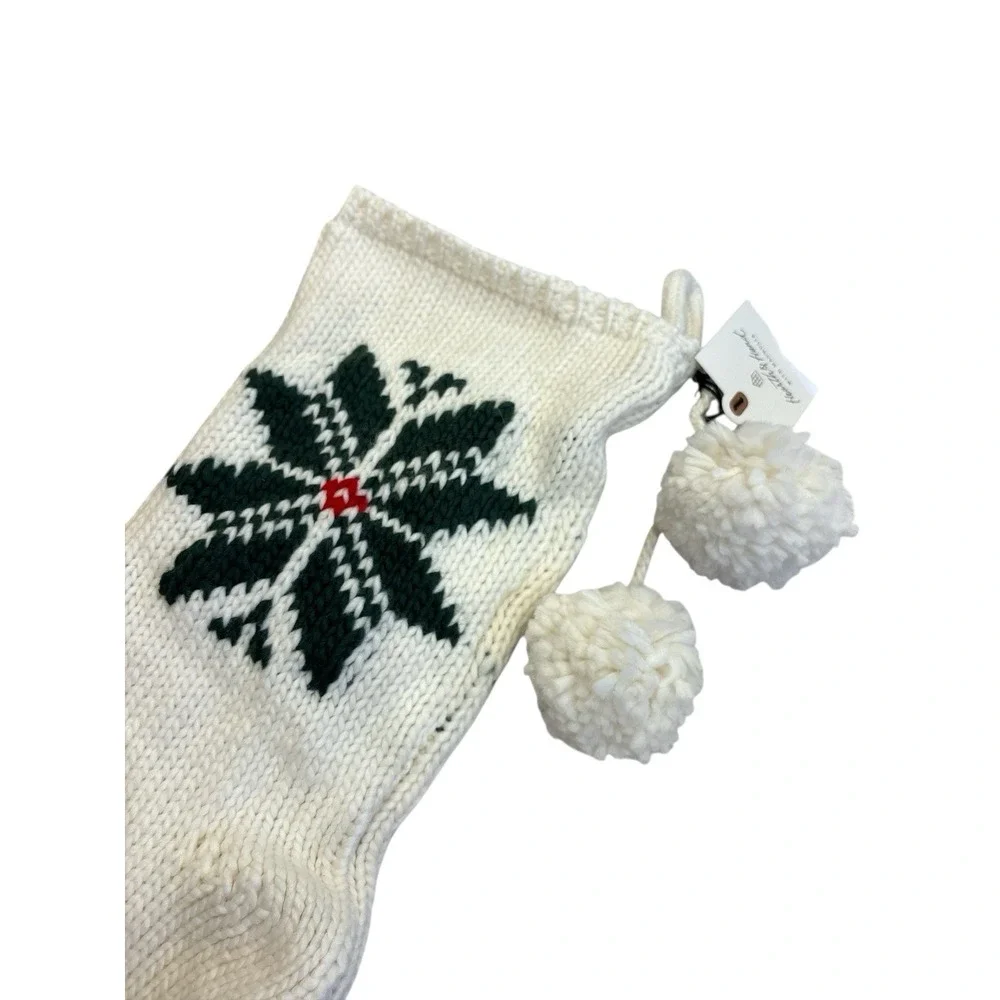 Hearth & Hand Magnolia Green Snowflake Christmas Jacquard Knit Stockings NWT